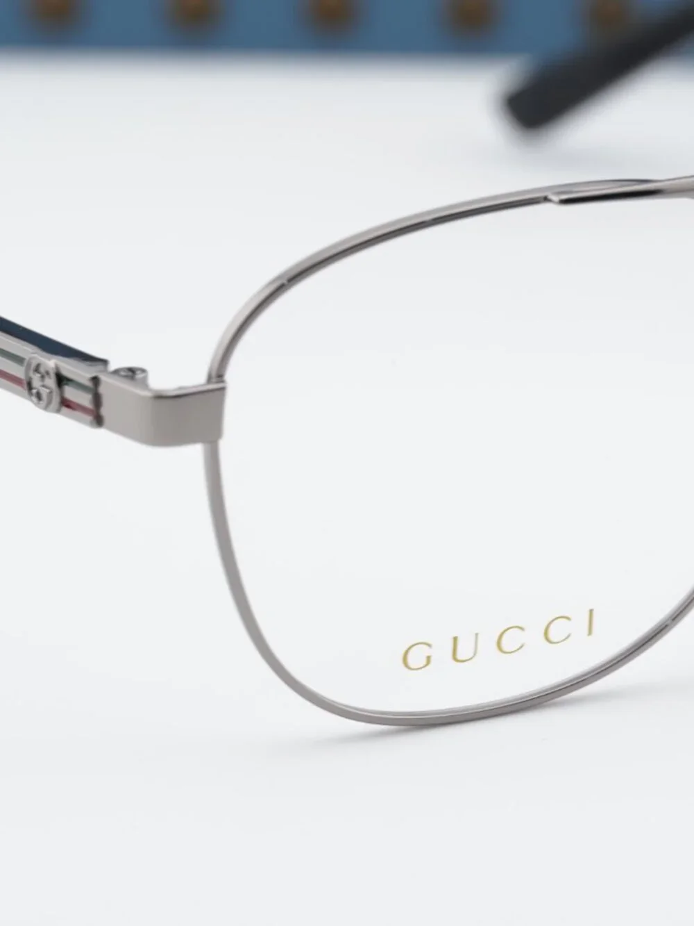 Gucci GG1290O 001 Aviator Eyeglasses - Ruthenium and Black 54mm